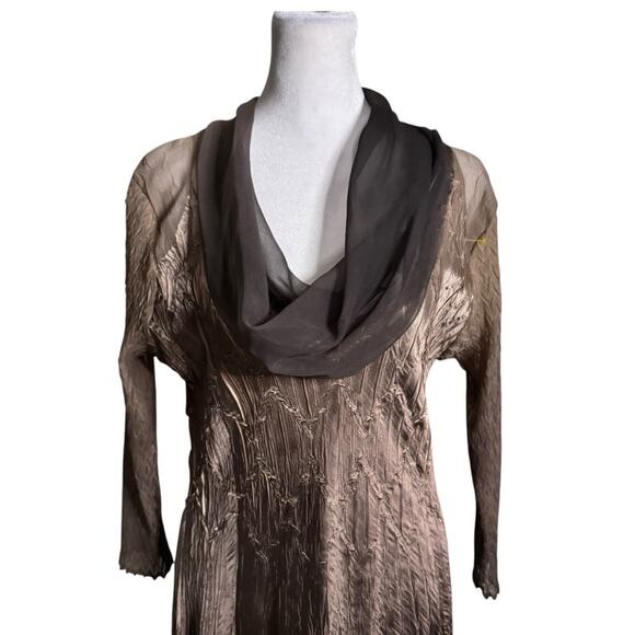 Komarov Ombre Maxi Long Sleeve Cowl Neck Dress sz L - Picture 3 of 13